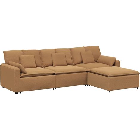 Sofá modular con reposapiés y cojines, color beige vidaXL
