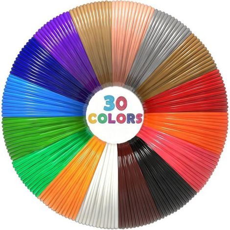 Filament PLA - 1.75 mm - 30 Couleurs - 197 Pouce Par Couleur - Compatible Imprimante 3D Et Stylo 3D - Lot De 30 (1/5)
