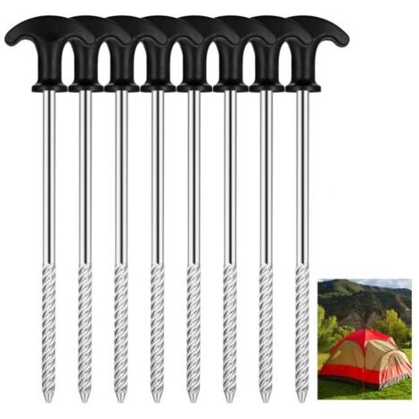 8 Pcs Piquets de Tente, Piquet de Tente a Visser, 21 cm Piquet Ancrage Sol, Piquets de Camping Robustes en Métal, Piquet de Fixation au Sol pour Tente Bâche Jardin Camping (1/4)