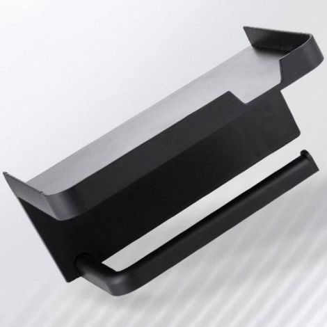 Porte-Rouleau Papier Toilette - Polypropylène - Avec Étagère Intégrée - Fixation Autocollante - Pour Salle De Bain - 1 Pièce (1/4)