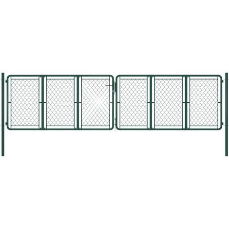 Portail de jardin en acier vert 400 x 125 cm vidaXL (1/5)