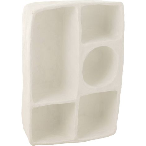 Étagère murale design blanc en papier mâché sculptural - Blanc mat texturé artisanal (1/3)