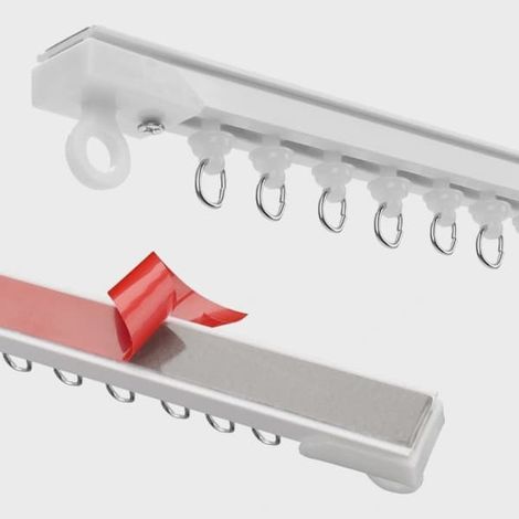 Ecleanfy - Barre de rideau auto-adhésive pour plafond, sans perçage, adaptée aux rideaux, armoires, séparateurs de pièce (440cm/160 cm) (1/3)