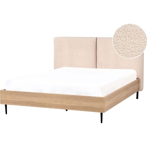 Bed Boucle LIMANTON 140 x 200 cm (EU Double) Beige