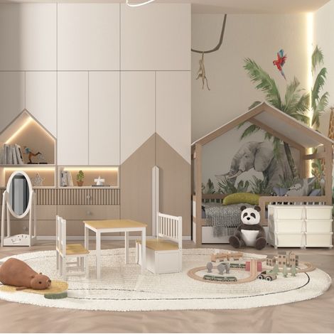 Meuble de rangement pour enfants en plastique, 6 tiroirs, blanc crème (1/5)