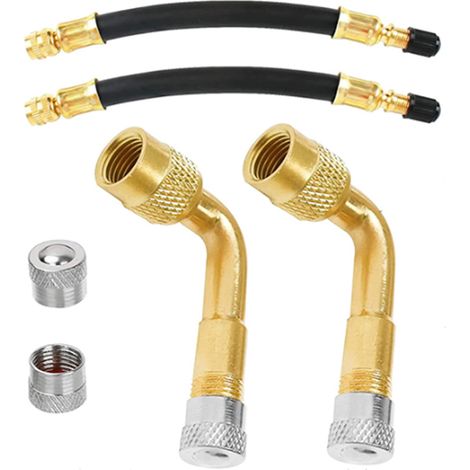Adaptateur d'extension de valve de pneu, rallonge de valve à 90 degrés et rallonge de valve de pneu flexible en caoutchouc de 180 mm, adaptateur de valve en cuivre.