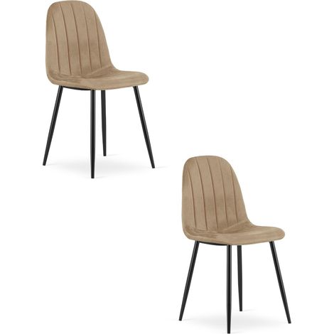 Set di 2 sedie Padva in velluto tortora e metallo nero (1/5)