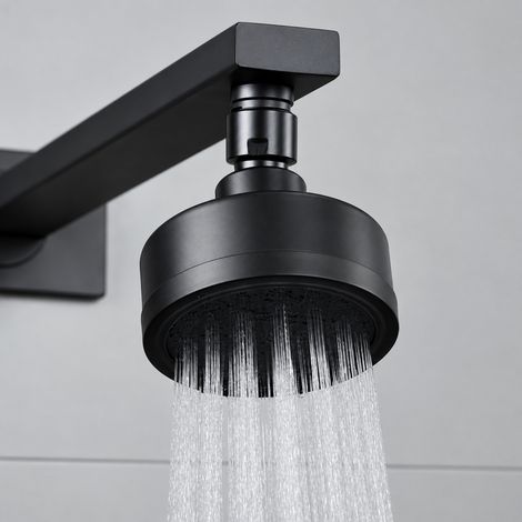 Pommeau de douche tête N° 7 entièrement noir petit format plaque d'acier 80 mm inox 304 9 × 9 × 9 cm 280 g – Livraison gratuite