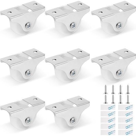 8 Roulettes fixes, plastique PP et acier chromé, diamètre 24 mm, silencieuses, pour meubles légers et chaises (1/5)