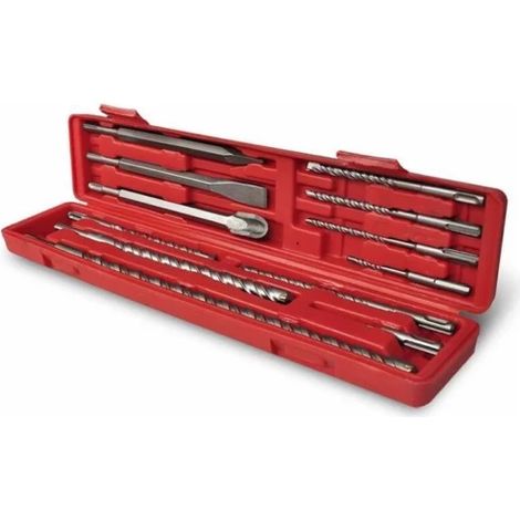 Sodise – Coffret 12 pièces foret et burin SDS – Forets 5 à 16mm pour béton armé – Burins 240mm pour travaux lourds (1/3)
