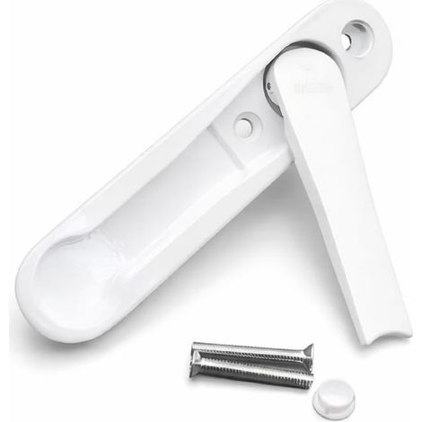 Universal short sliding window handle in white zinc alloy, easy to install, window handle (1/4)
