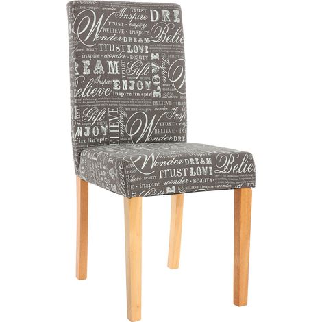 Lot de 2 chaises de séjour Littau, tissu gris words fabric, pieds clairs (1/5)