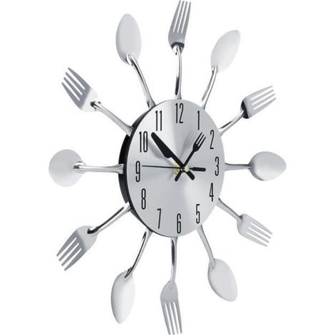 Horloge murale - - Argent - Acier inoxydable - Style 3D - Décoration intérieure (1/4)