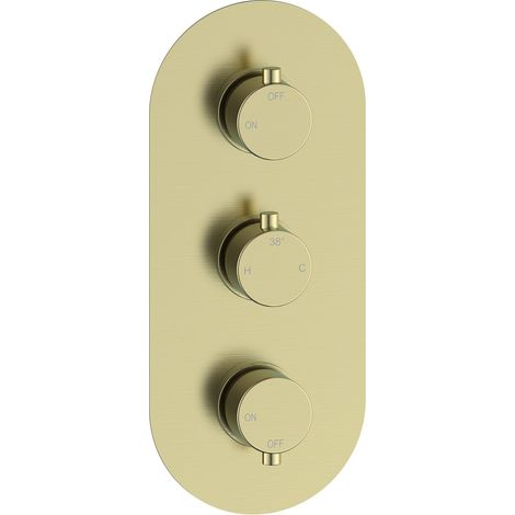 Signature Reflex Thermostatic 2 Outlet Concealed Shower Valve Triple Handle - Brushed Brass