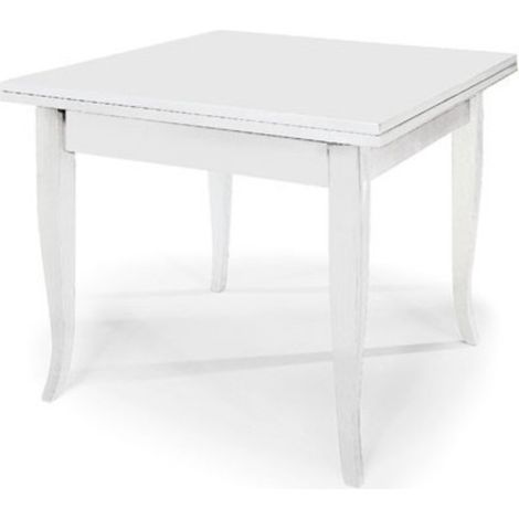 Tavolo in legno classico a libro laccato BIANCO misura 100x100 SMALL (1/2)