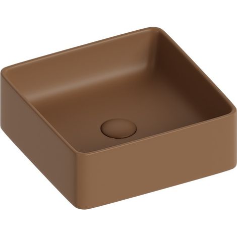Lavabo d'appoggio quadrato in ceramica da 36x36 cm marrone - Serie Nature (1/3)