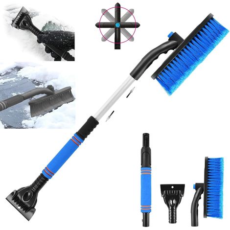 3-in-1 Eis- und Schneekratzer, Auto-Eiskratzer mit Besen, verstellbare Auto-Schneeräumbürste, Auto-Eiskratzer (blau) (1/4)