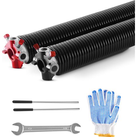 VEVOR Molle di Torsione per Porte da Garage, Coppia di Φ6,35 x Φ50,8 x 813 mm, 16000 Cicli, Rivestimento Elettroforetico Nero per SostituI, con Barre di Avvolgimento, Guanti e Chiave di Montaggio