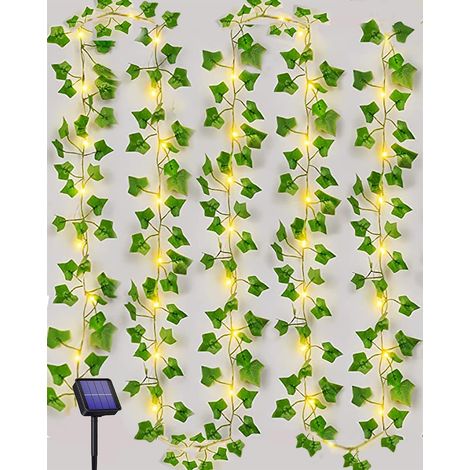 Guirlande solaire extérieure 10 m avec 100 LED, lierre artificiel, 8 modes d'éclairage, déco fête et chambre (1/5)