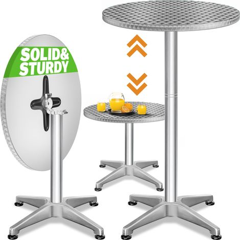 CASARIA® Round Bar Table  60 cm  Top Outdoor High Kitchen Dining  Breakfast  Bistro  Stainless Steel  Cocktail Drinks  Tall Garden Patio Counter Folding Pub Home  Height Adjustable / Folding (1/7)