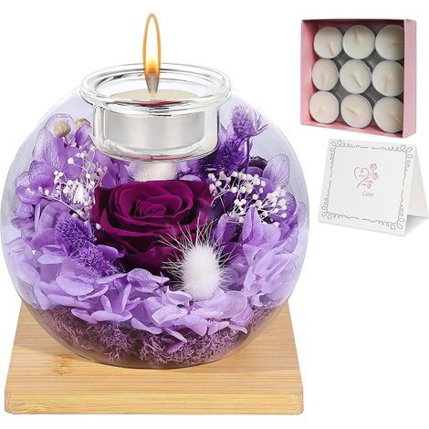 Rose Eternelle + 18 Bougies En Cire Naturelle, Fleur Eternelle (1/5)