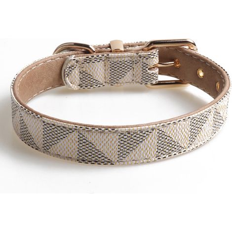 Collier en cuir pour chien, collier à carreaux tendance, convient aux chiens et aux chats (1/4)