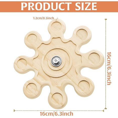 Chinchilla Chew Toys, Natural Wooden Toys Guinea Pig Chew Toy Teeth Chew for Cage, Rotating Hamster Toy Snowflake Shape for Hamster, Rabbit Accessories (1/4)