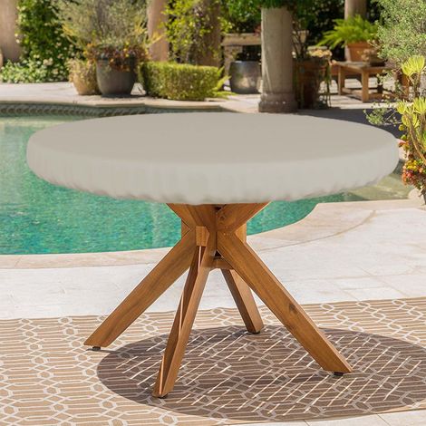 Housse De Table Ronde - Tissu Oxford 600D Imperméable - Pour Meuble De Jardin Ou Intérieur - Hauteur 10 Cm - Diamètre 76 Cm - 1 Pièce (1/5)