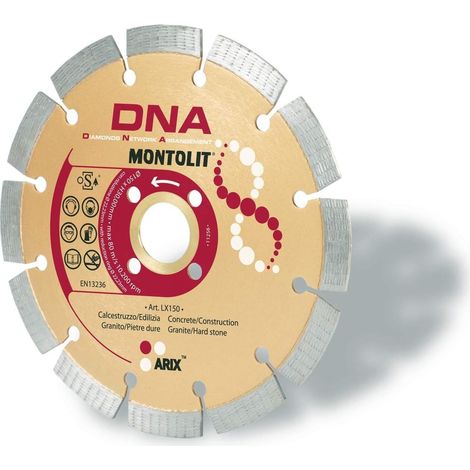 DISCO DIAMANTATO 150 MM MONTOLIT LX150 PER CALCESTRUZZO EDILIZIA GRANITO PORFIDO PIETRE DURE