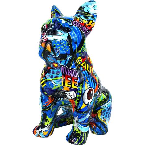 Signes Grimalt Figura De Perro Figuras Perro Bulldog Pop Art Azul 12x16x21cm 37909