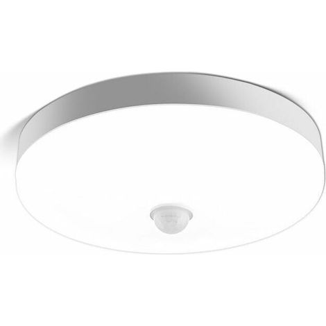 12W 1500LM 6500K Kaltweiß IP56 Wasserdichte runde LED-Deckenleuchte mit Bewegungssensor für den Innen- und Außenbereich, Treppenhaus, Badezimmer, Garage, Flur, 1 Stück [Energieklasse E] (1/5)