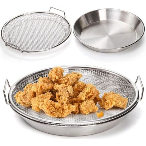 Filtre à huile de cuisine de 10,3 pouces, bac en maille d'acier inoxydable pour friteuse à air, panier d'égouttage pour aliments frits, passoire pour barbecue, légumes et desserts (1/4)
