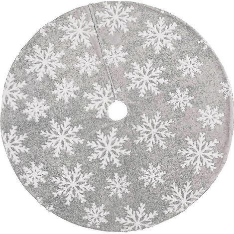 Jupe de sapin de Noël à motif flocon de neige de 122 cm de large, idéale pour les fêtes de Noël. (1/3)