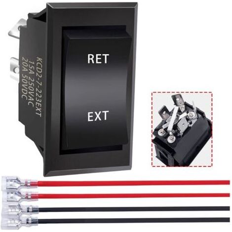 Commutateur inverseur de polarité 12V – 3 positions momentané – DPDT 4 broches – Courant 20A pour contrôle moteur DC - KCD2-7-223-4P-X-Karteo (1/5)