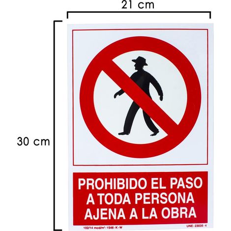 Personne Extérieure Interdit Affiche Travail 30x21 cm.