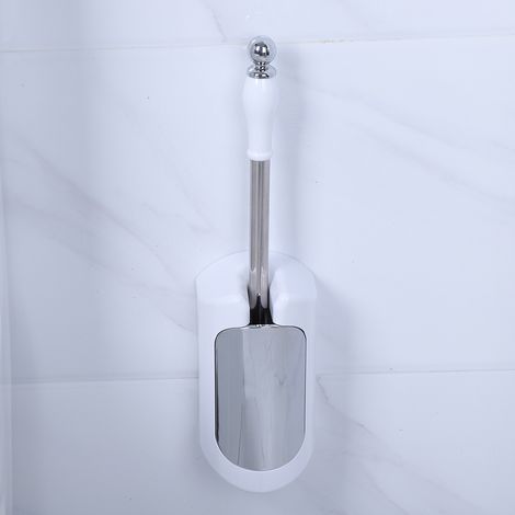 Lot Brosse WC avec Porte-verre Inoxydable, Set Nettoyage Salle de Bain Maison Hôtel, Outil Blanc (1/5)