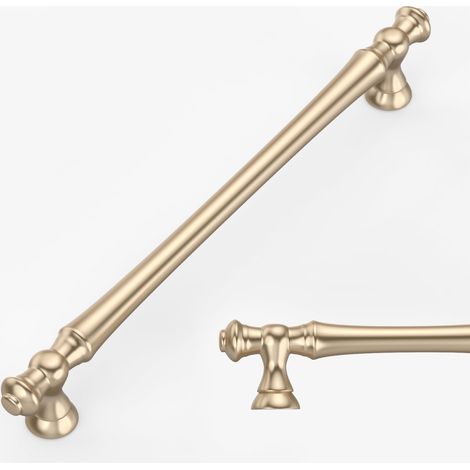 4 Möbelgriffe aus Zinklegierung, Schrankgriffe, Schubladengriffe, 192 mm Lochabstand, gebürstetes Messing