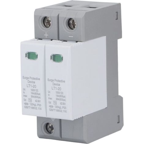 Protecteur de surtension photovoltaïque, parafoudre basse tension à coque ignifuge 2P 1000V DC, installation sur rail de 36 mm, dispositif de disjoncteur de protection de courant 10KA à 20KA (1/5)