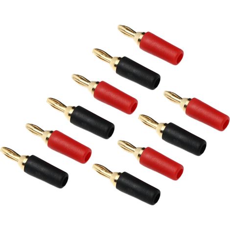 5 Ensembles 2.5mm Fiche Banane Haut-parleur Fiche Banane Fiche Banane Laiton plaqué or à Souder Connecteur Haut-parleur Mâle Rouge et Noir (1/5)