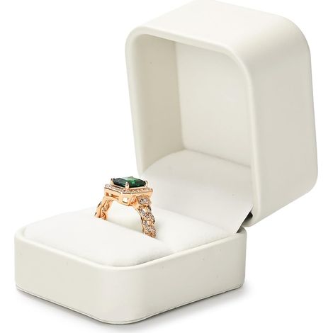 Ringbox – 1 Stück – Weißes PU-Leder – Klassisches Design – Für Hochzeit, Verlobung, Jahrestag – 5,3 x 6 x 4,5 cm (1/5)