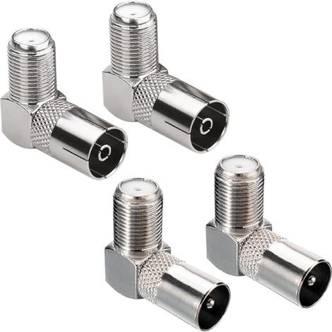 4 Pièces Connecteurs femelle/femelle de Type F à 90 degrés, adaptateurs coaxiaux RF pour antenne Satellite à Angle droit (1/5)