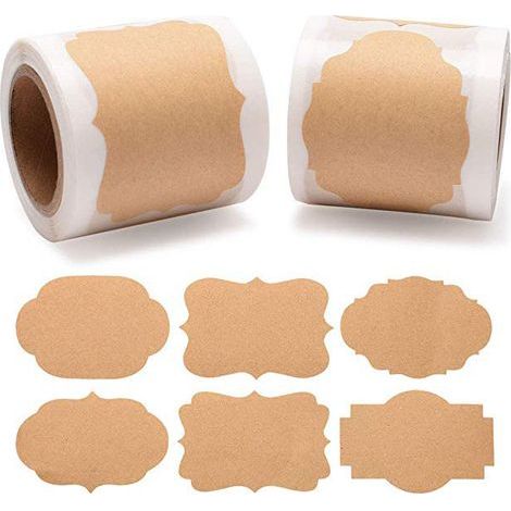 600 Pcs Self-Adhesive Labels, Various Borders, Reusable, 2 x 1 Inch, Waterproof and Oil-Proof, Suitable for Food Containers, Kitchen, Restaurant, Storage Room