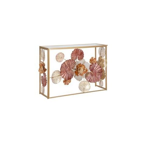 Console Glam Redy dorée miroir design floral coloré (1/5)