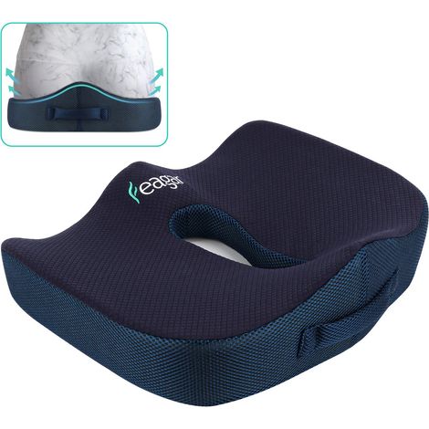 Coussin de Chaises en Mousse à Mémoire - Coussin Coccyx Ergonomique pour Siège Voiture Auto Conducteur Fauteil Bureau Fauteuil Roulant,Coussin Sciatique,Coussin d Assise,Bleu (1/5)