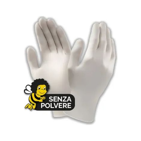 Guanti monouso in lattice senza polvere, uso alimentare e medicale S-M-L-XL - L