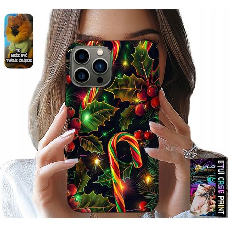 Custodia per iPhone 13 PRO - bastoncino di zucchero, vischio, albero di Natale + vetro (1/5)