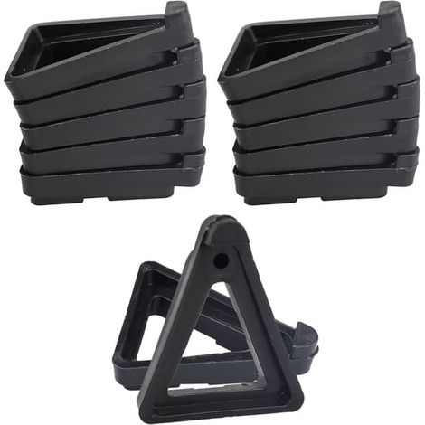 Lot de 24 supports de pots invisibles triangulaires pour plantes, adaptés à la terre cuite et adaptés aux petits et grands pots (noir).