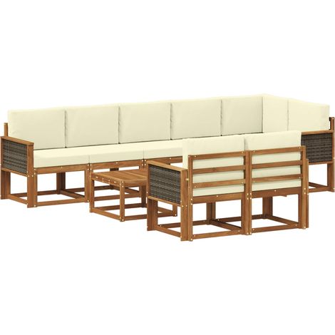 Outdoor Sofa Set 9 pcs Natural and Cream Polyester vidaXL (1/5)