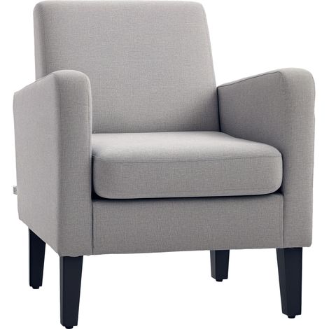 Light Grey Boxy Armchair with Linen Texture-Stylish Seating for Modern Interiors