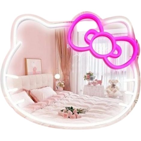 Miroir lumineux décoratif mural, miroir néon à intensité variable, cadeau idéal pour adolescente, miroir de maquillage pour chambre (1/5)